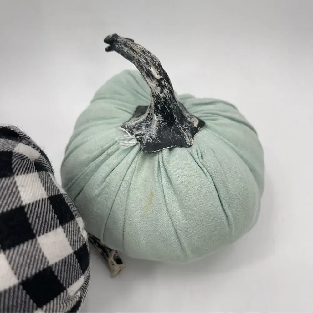 PUMPKIN Decor x 7 Home Buffalo Check Blue Table Mantel Fabric Gingham Fall